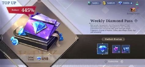 top up weekly diamond pass ml dapat tanpa antri Menanti event menarik selanjutnya claim reward panik saldo minus tukar kupon acara yang image 2